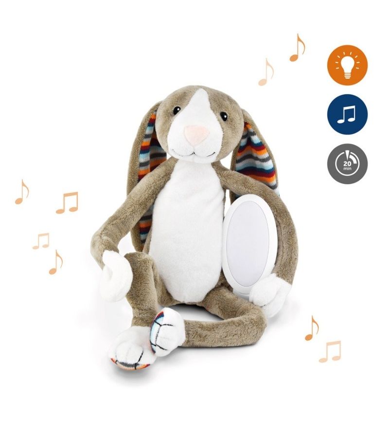 Bo Κουνελάκι με φωτάκι νυκτός νανουρίσματος με μελωδίες & λευκό ήχο φύσης ΖAZU ZA-BO-01