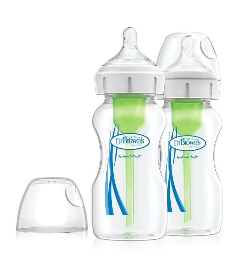 Μπιμπερό γυάλινο με φαρδύ λαιμό DR BROWN\'S Natural Flow Options 270ml 2 τεμ WB92740