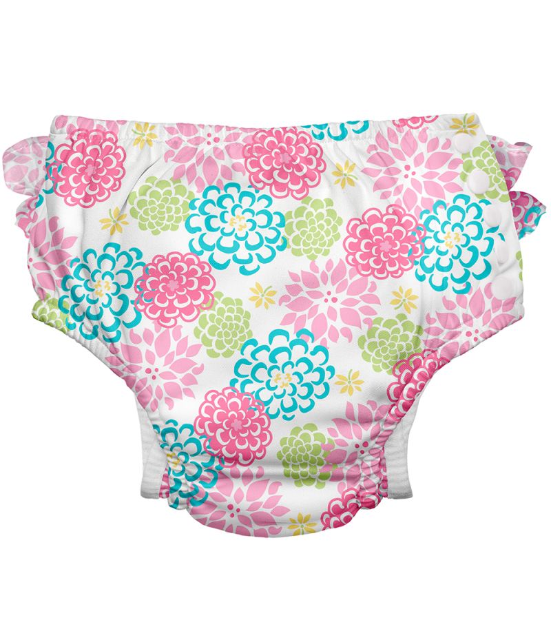 Μαγιό - πάνα GREEN SPROUTS Eco Snap Ruffled Swim Diaper White Zinnia GS-711158-040