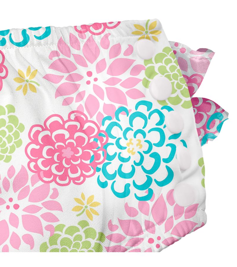Μαγιό - πάνα GREEN SPROUTS Eco Snap Ruffled Swim Diaper White Zinnia GS-711158-040