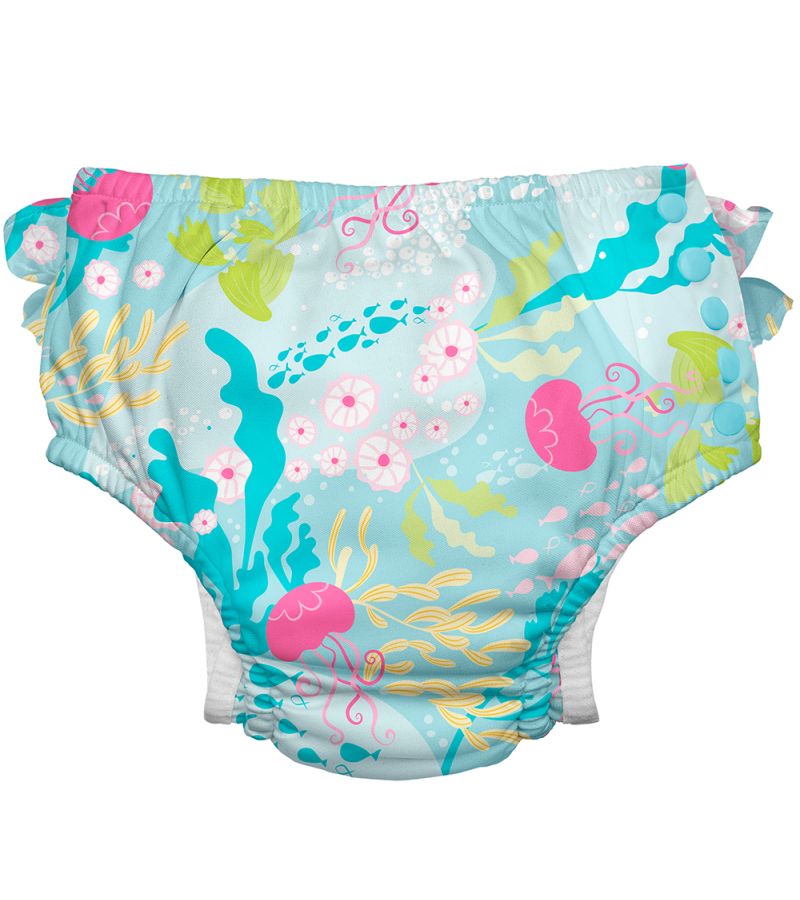Μαγιό - πάνα GREEN SPROUTS Eco Snap Ruffled Swim Diaper Aqua Coral Reef GS-711158-660