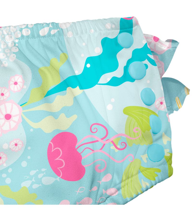 Μαγιό - πάνα GREEN SPROUTS Eco Snap Ruffled Swim Diaper Aqua Coral Reef GS-711158-660