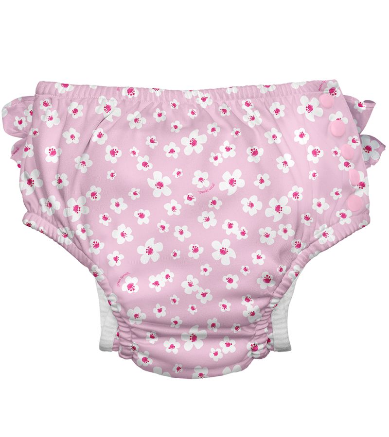 Μαγιό - πάνα GREEN SPROUTS Eco Snap Ruffled Swim Diaper Light Pink Small Blossoms GS-711158-2031