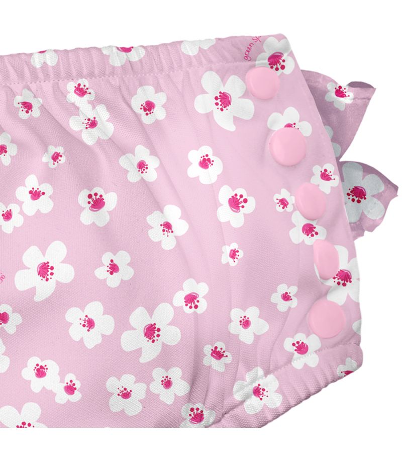 Μαγιό - πάνα GREEN SPROUTS Eco Snap Ruffled Swim Diaper Light Pink Small Blossoms GS-711158-2031