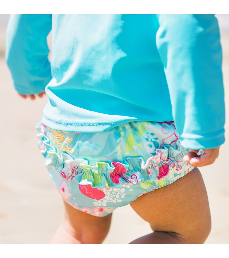Μαγιό - πάνα GREEN SPROUTS Eco Snap Ruffled Swim Diaper Aqua Coral Reef GS-711158-660