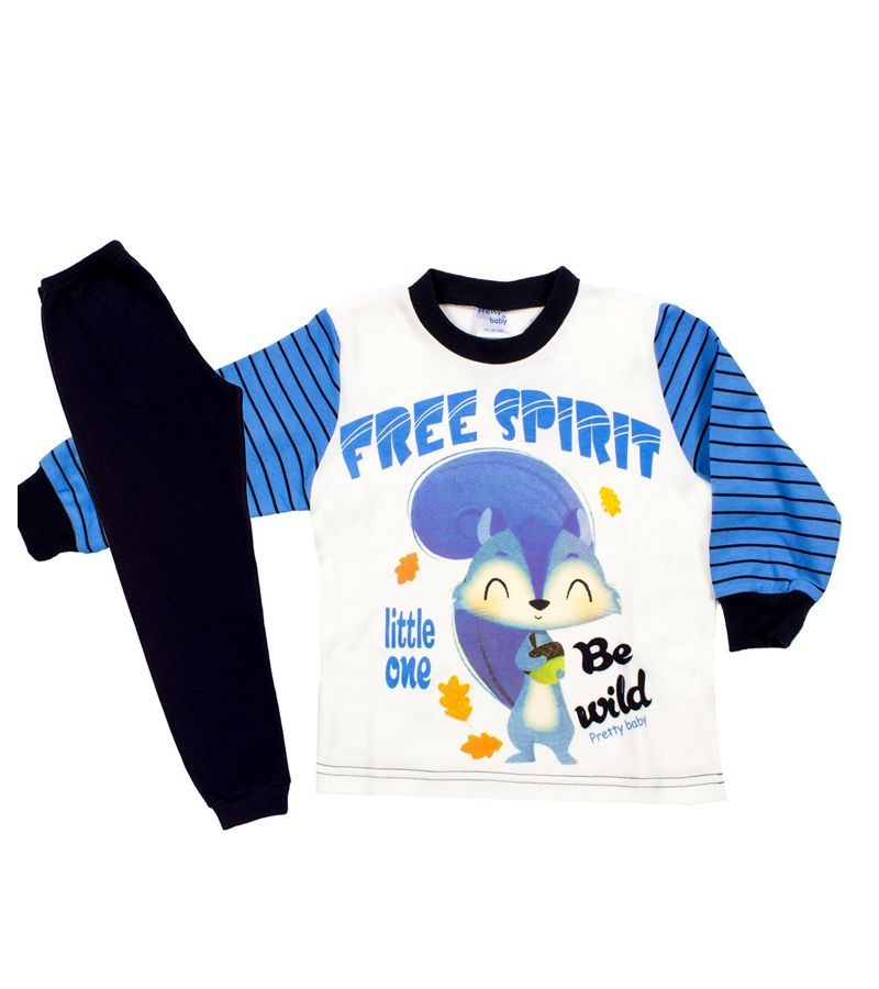 PRETTY BABY Πυτζάμα Free Spirit 68140 βρεφική χειμερινή με τύπωμα, βαμβακερή 100% 