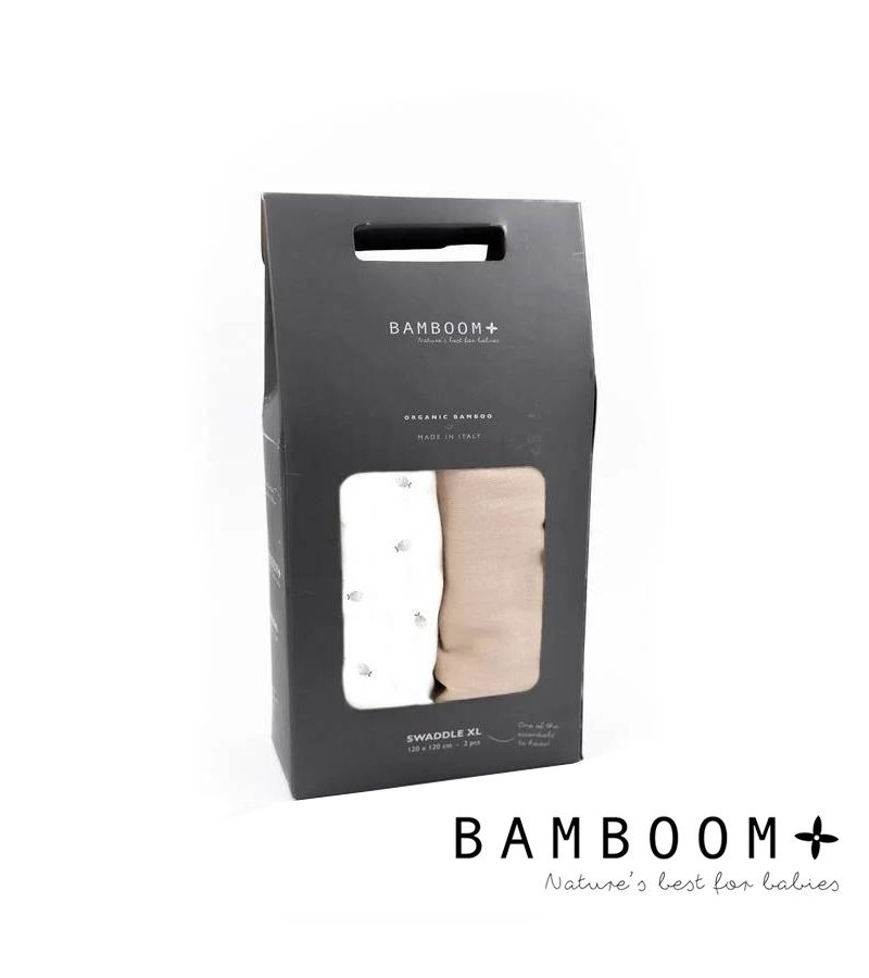 Μουσελίνες 2τμχ από οργανικό μπαμπού BAMBOOM Fishes 120x120cm 262-242