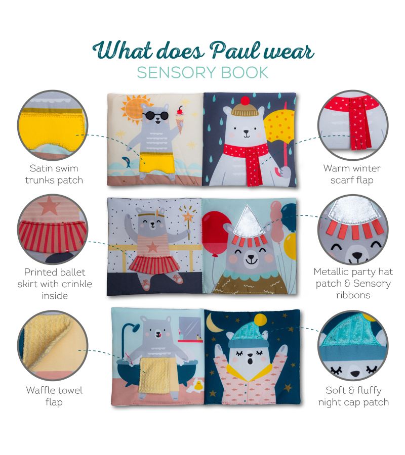 TAF TOYS Μαλακό Βιβλίο Δραστηριοτήτων What does Paul wear 12605