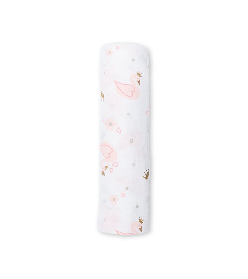 LULUJO Μουσελίνα Swan Swaddling Blanket 120x120 LJ429