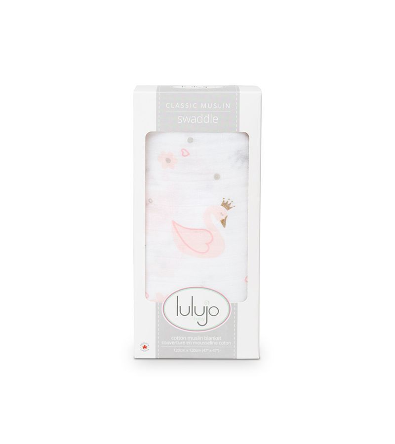 LULUJO Μουσελίνα Swan Swaddling Blanket 120x120 LJ429