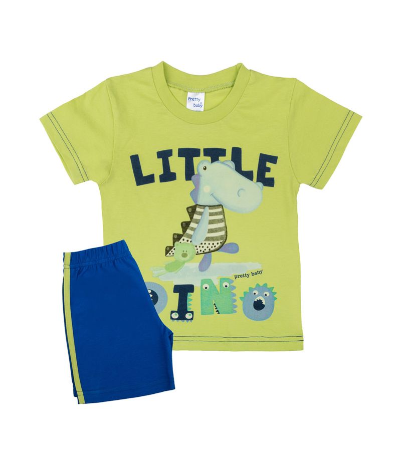 PRETTY BABY Πυτζάμα με τύπωμα κ ψιλή πλέξη υφάσματος dino lime 65368