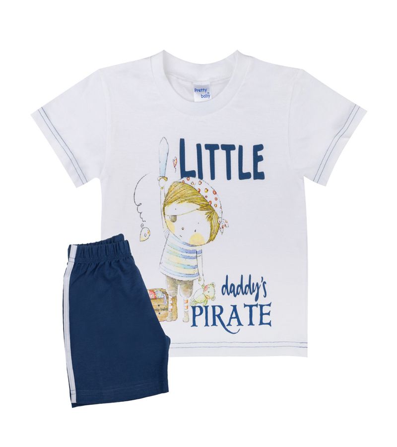 PRETTY BABY Πυτζάμα με τύπωμα κ ψιλή πλέξη υφάσματος pirate λευκό 65364