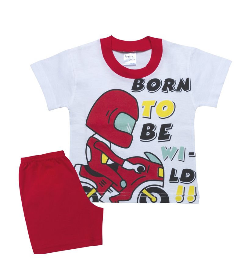PRETTY BABY Πυτζάμα με τύπωμα κ ψιλή πλέξη υφάσματος born to be wild 65335