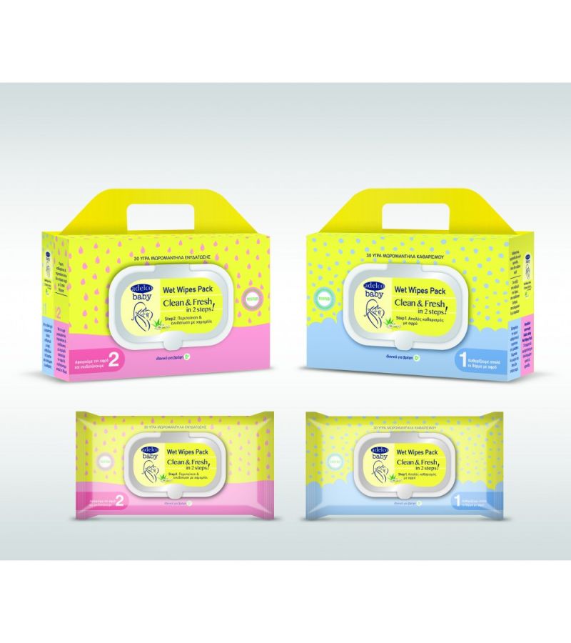 Sensitive Care Wet Wipes 60τμχ ADELCO BABY Pack Clean & Fresh In 2 steps 32-01-2908