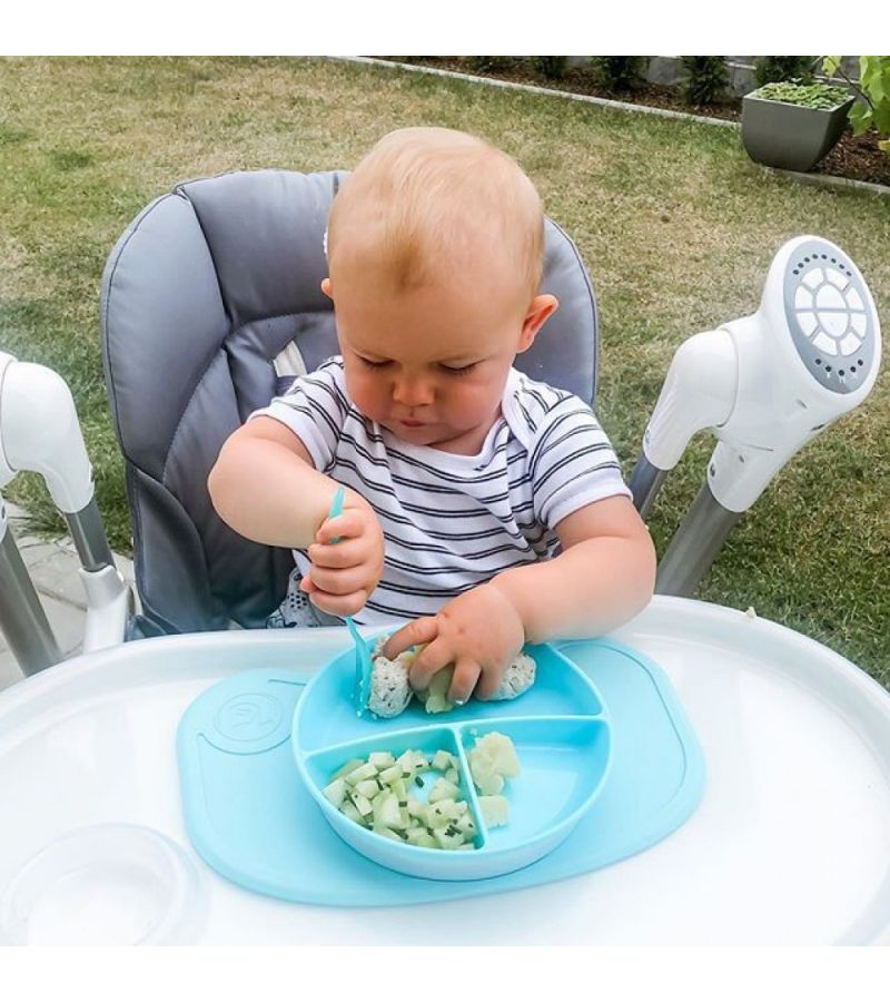 Πιάτο Φαγητού με χωρίσματα κ καπάκι κ αντιολισθητικό πάτο 6+ Μηνών TWISTSHAKE Pastel Blue 32-08-78170