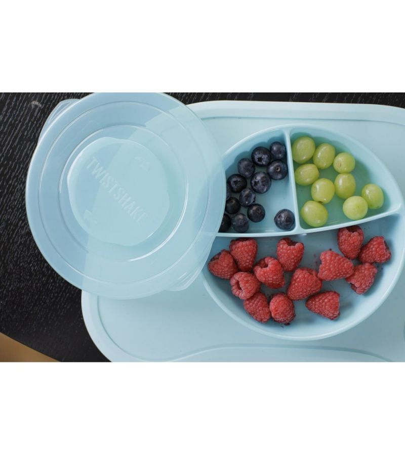 Πιάτο Φαγητού με χωρίσματα κ καπάκι κ αντιολισθητικό πάτο 6+ Μηνών TWISTSHAKE Pastel Blue 32-08-78170