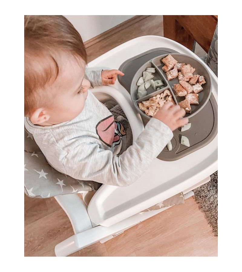 Πιάτο Φαγητού με χωρίσματα κ καπάκι κ αντιολισθητικό πάτο 6+ Μηνών TWISTSHAKE Pastel Grey 32-08-78174