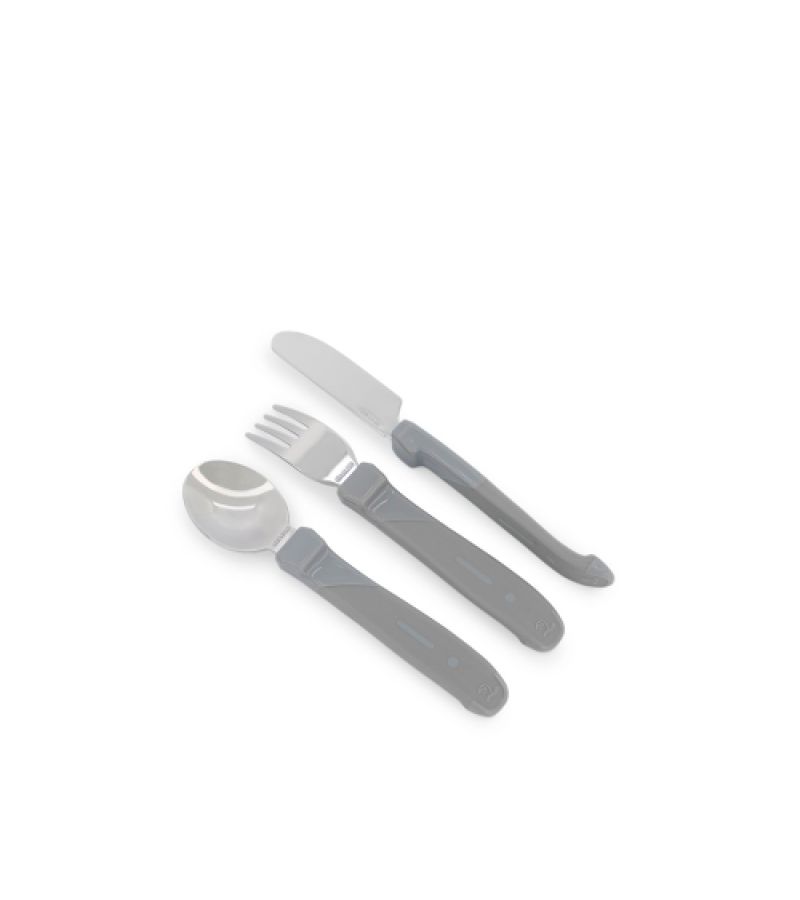 Ανοξείδωτο Σετ Κουτάλι, Μαχαίρι, Πιρούνι 12+ Μηνών TWISTSHAKE Pastel Grey 32-08-78214