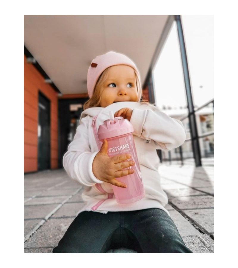 Παγούρι Με Καλαμάκι Σιλικόνης 360ml 6+ Μηνών TWISTSHAKE Pastel Pink 32-08-78588