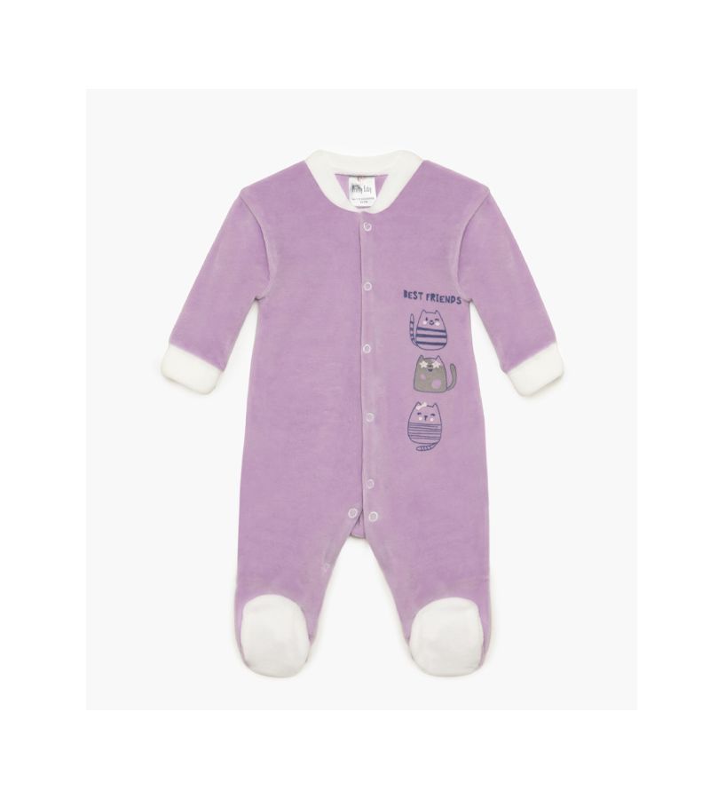 Βελουτέ φορμάκι  PRETTY BABY μακρύ μανίκι Friends Λιλά-Μωβ 35561B