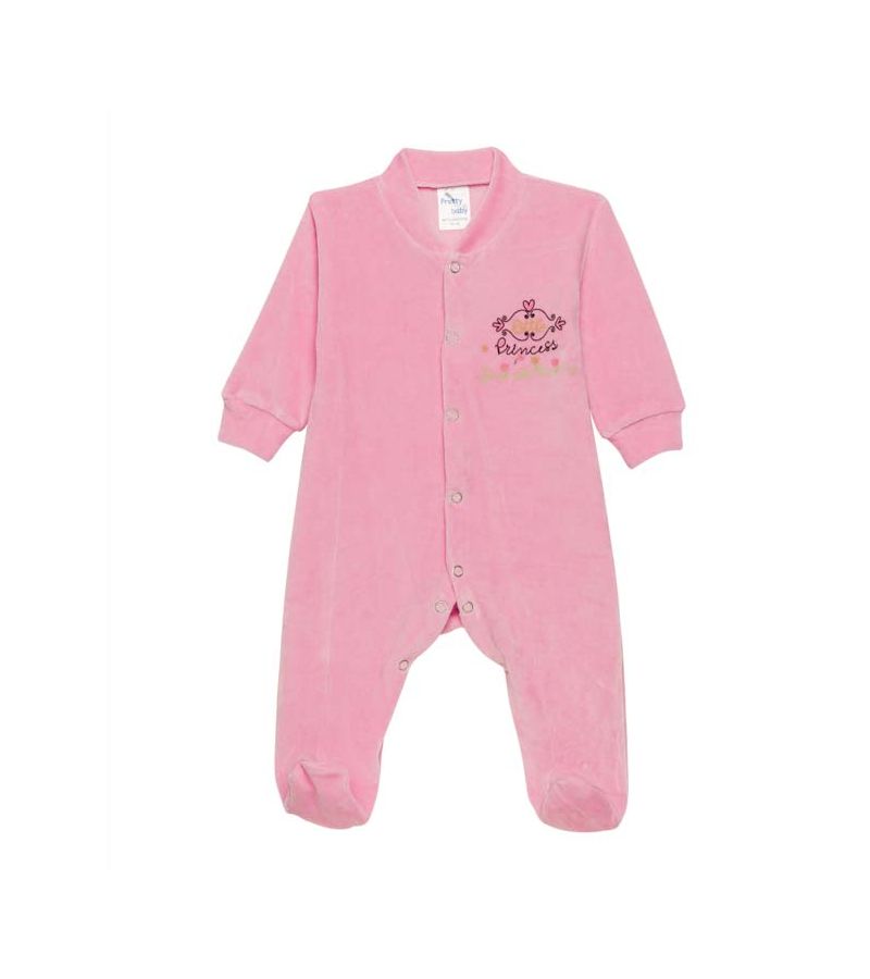 Βελουτέ φορμάκι  PRETTY BABY μακρύ μανίκι Princess Ροζ 35799A