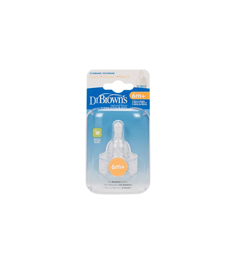 Θηλές σιλικόνης DR BROWN\'S για μπιμπερό με στενό λαιμό, επίπεδο 3 (2 τεμ)