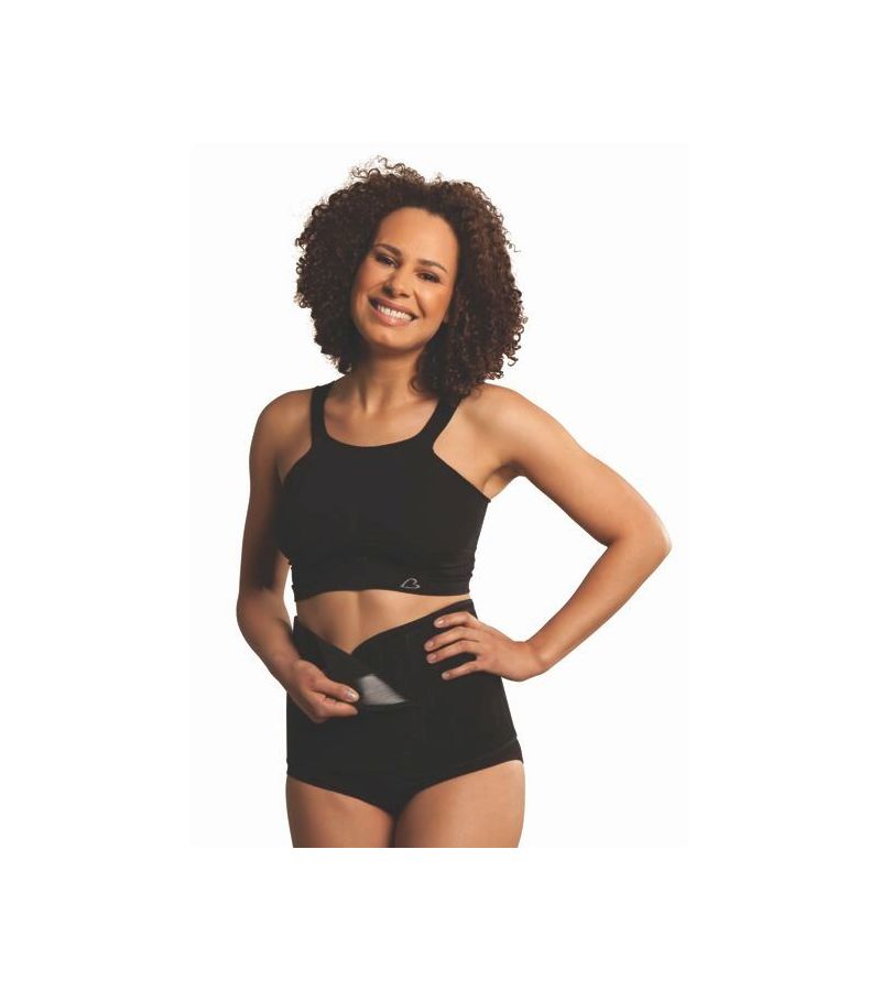 Ζώνη λοχείας CARRIWELL Adjustable Organic Cotton Belly Binder, χρώμα μαύρο