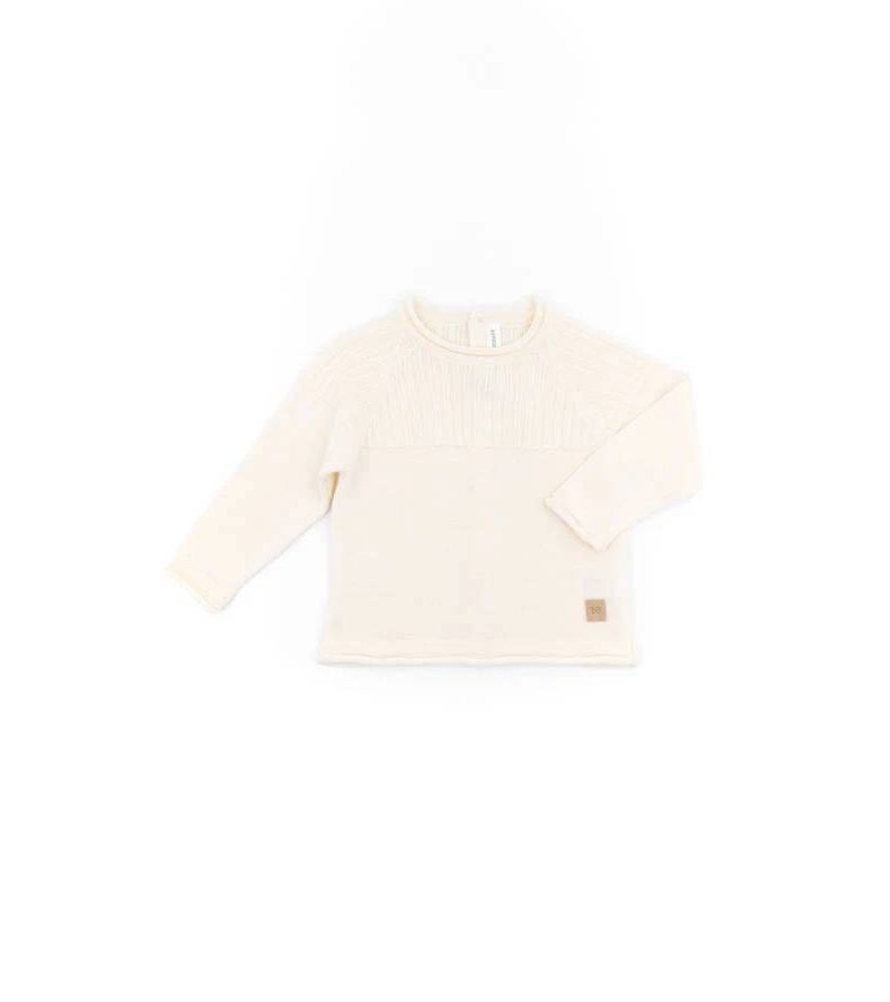 BAMBOOM Μπλουζάκι Πλεκτό Ribbed Μακρύ Μανίκι Bianco 462-01