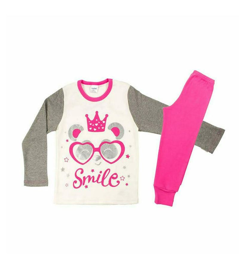 PRETTY BABY Πυτζάμα Smile 64942 βρεφική χειμερινή με τύπωμα, βαμβακερή 100% 