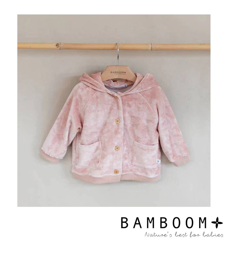 BAMBOOM Ζακετάκι Bελουτέ με κουκούλα Rosa Cipria 651-28