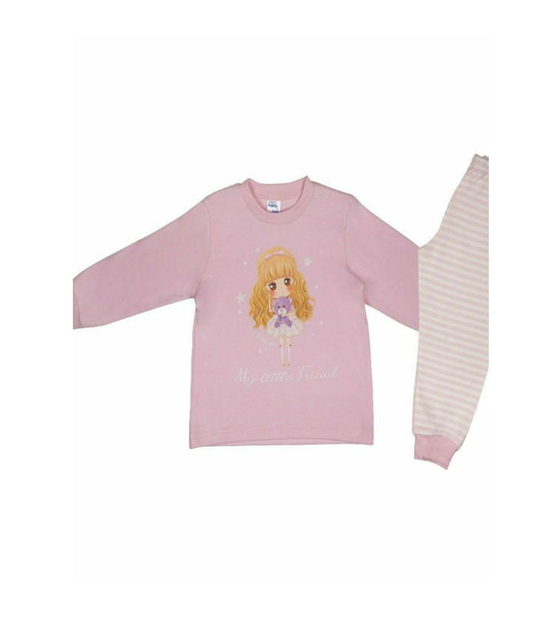 PRETTY BABY Πυτζάμα Little Friend 69165 βρεφική χειμερινή με τύπωμα, βαμβακερή 100% 