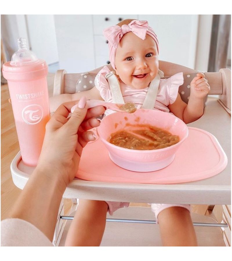 Μπωλ Φαγητού με καπάκι και αντιολισθητικό πάτο 6+ Μηνών TWISTSHAKE Pastel Pink 32-08-78149