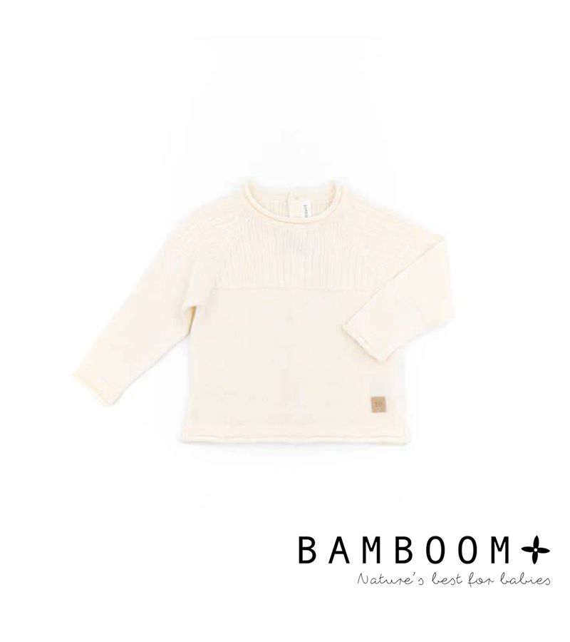 BAMBOOM Μπλουζάκι Πλεκτό Ribbed Μακρύ Μανίκι Bianco 462-01