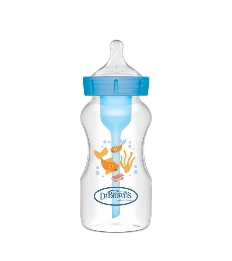 Μπιμπερό πλαστικό με φαρδύ λαιμό DR BROWN\'S Options+ 270ml Μπλε Βυθός WB91802 0+ μηνών