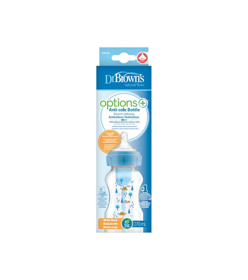Μπιμπερό πλαστικό με φαρδύ λαιμό DR BROWN\'S Options+ 270ml Μπλε Βυθός WB91802 0+ μηνών