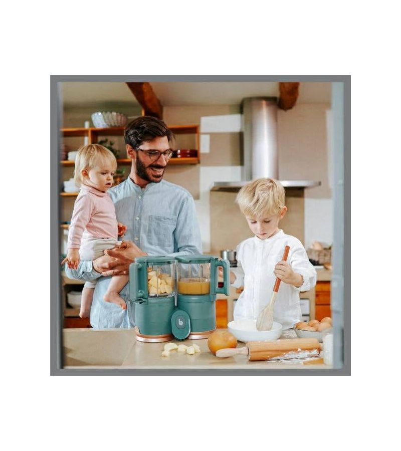 Ατμομάγειρας BABYMOOV 4in1 με Επίπεδα Μαγειρέματος 2lt Nutribaby Glass Green Forest A001132