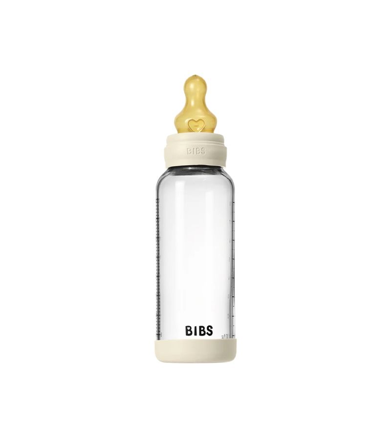 Μπιμπερό BIBS Γυάλινο Στρογγυλή Θηλή Latex 240ML Μεσαία Ροή Ivory 5020216