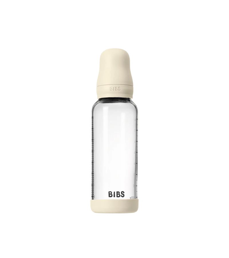 Μπιμπερό BIBS Γυάλινο Στρογγυλή Θηλή Latex 240ML Μεσαία Ροή Ivory 5020216