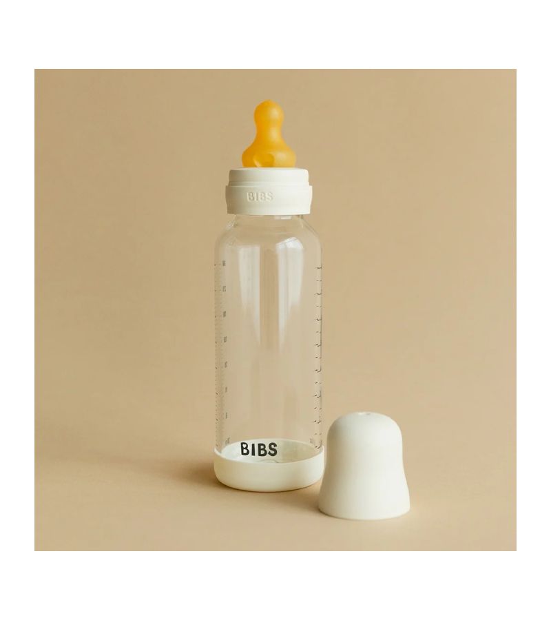 Μπιμπερό BIBS Γυάλινο Στρογγυλή Θηλή Latex 240ML Μεσαία Ροή Ivory 5020216