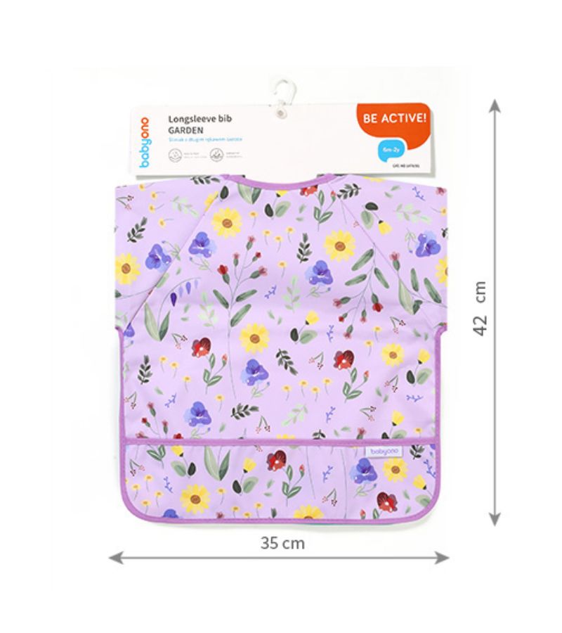 Αδιάβροχη σαλιάρα με μακρύ μανίκι BABYONO 6m+ Garden BN1476-01