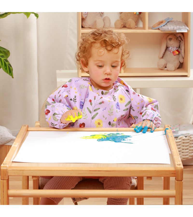 Αδιάβροχη σαλιάρα με μακρύ μανίκι BABYONO 6m+ Garden BN1476-01