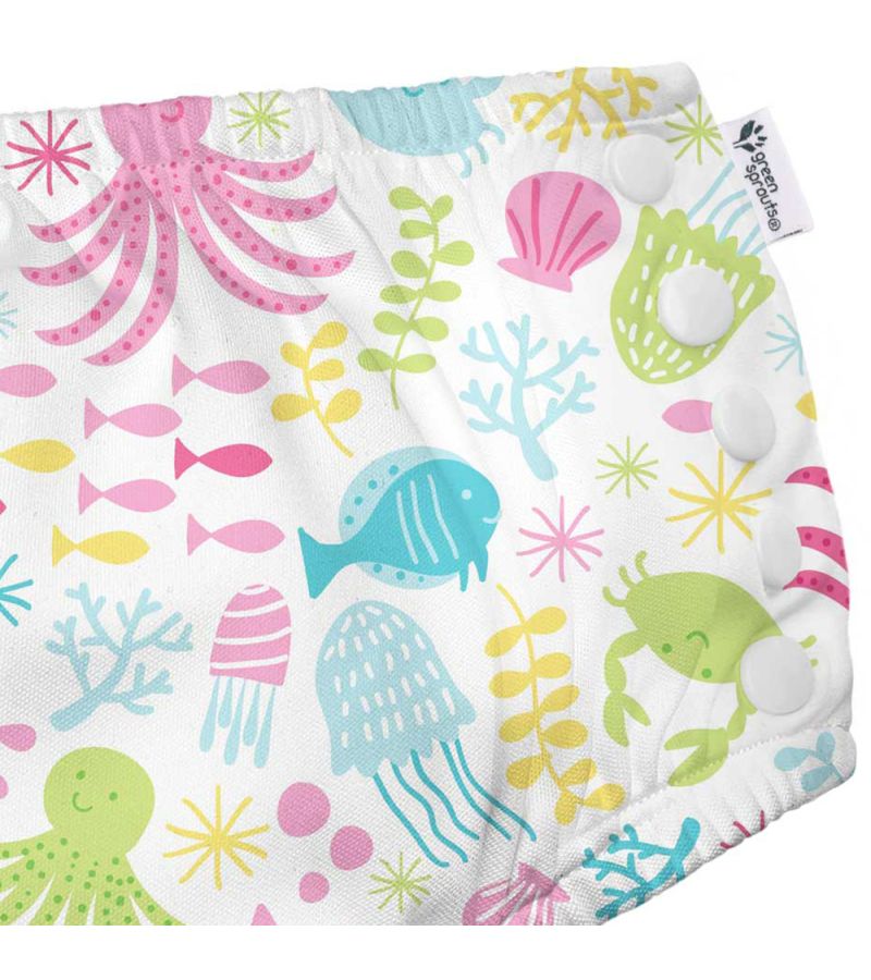 Μαγιό - πάνα GREEN SPROUTS Eco Snap Swim Diaper White Sea Pals GS-701058-0300