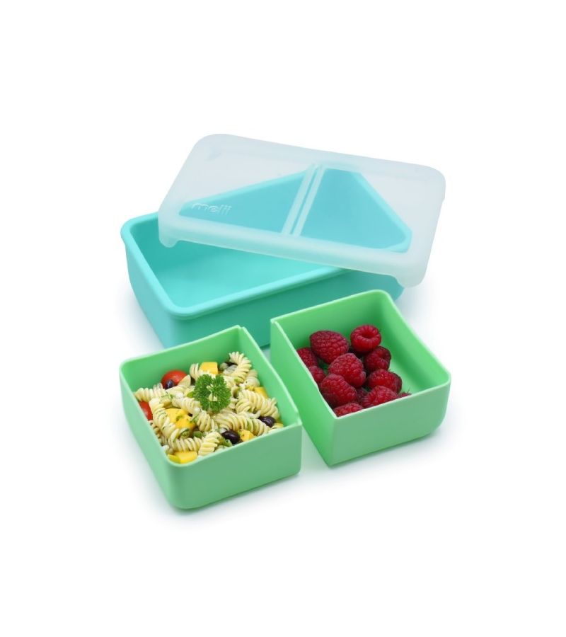 Melii – Bento Σιλικόνης 2 Θέσεων 700ml Blue/Mint MEL22310