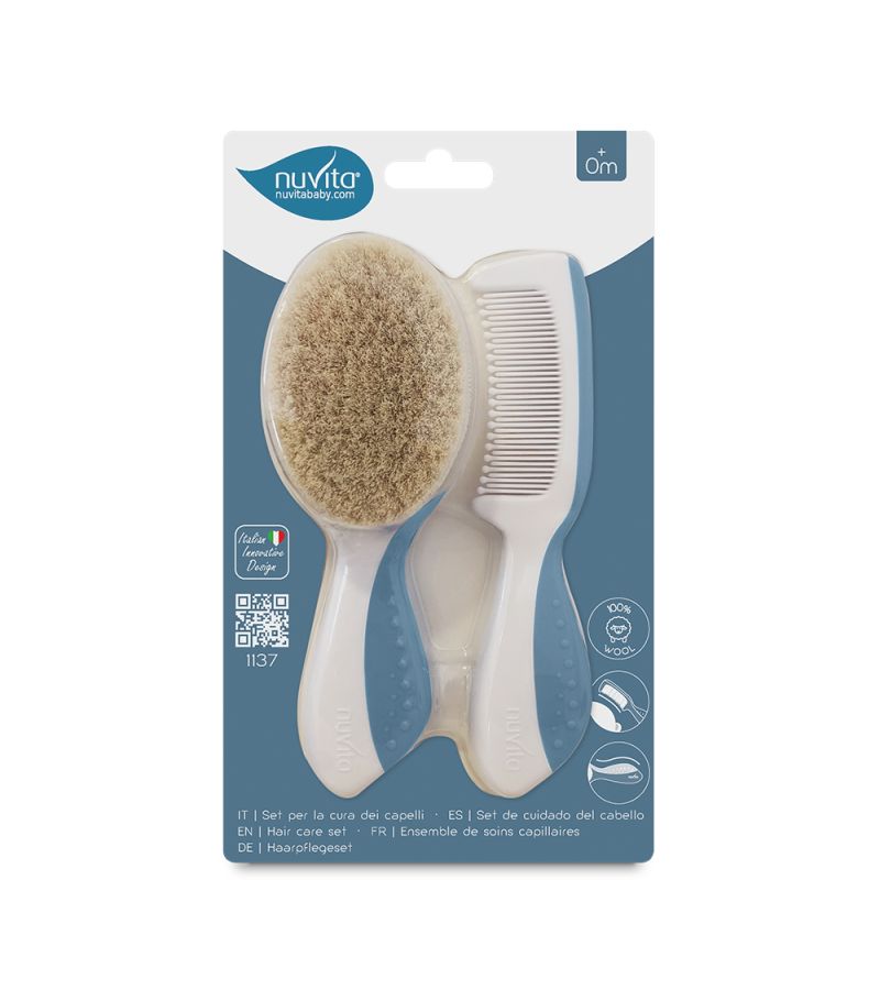 Σετ Βρεφική Βούρτσα και Χτένα NUVITA 1137 Powder Blue NU-IBKT0035
