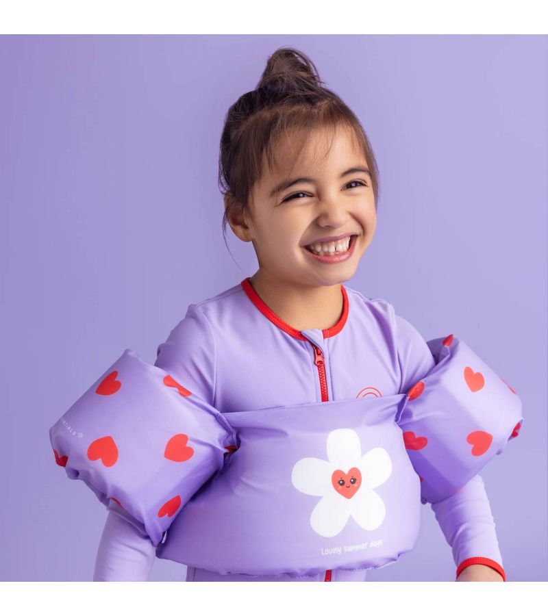 SWIM ESSENTIALS Puddle Jumper Μπρατσάκια με Σωσίβιο Lila Hearts 1τμχ για παιδιά 2-6ετών SWE-2023SE512