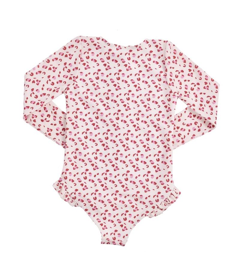 Ολόσωμο μαγιό με UV προστασία κ μακριά μανίκια SWIM ESSENTIALS Old Pink Leopard SWE-2020SE510