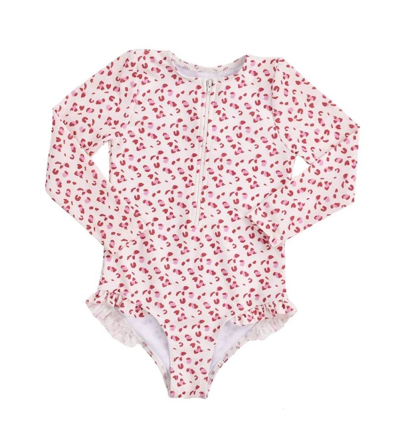 Ολόσωμο μαγιό με UV προστασία κ μακριά μανίκια SWIM ESSENTIALS Old Pink Leopard SWE-2020SE510