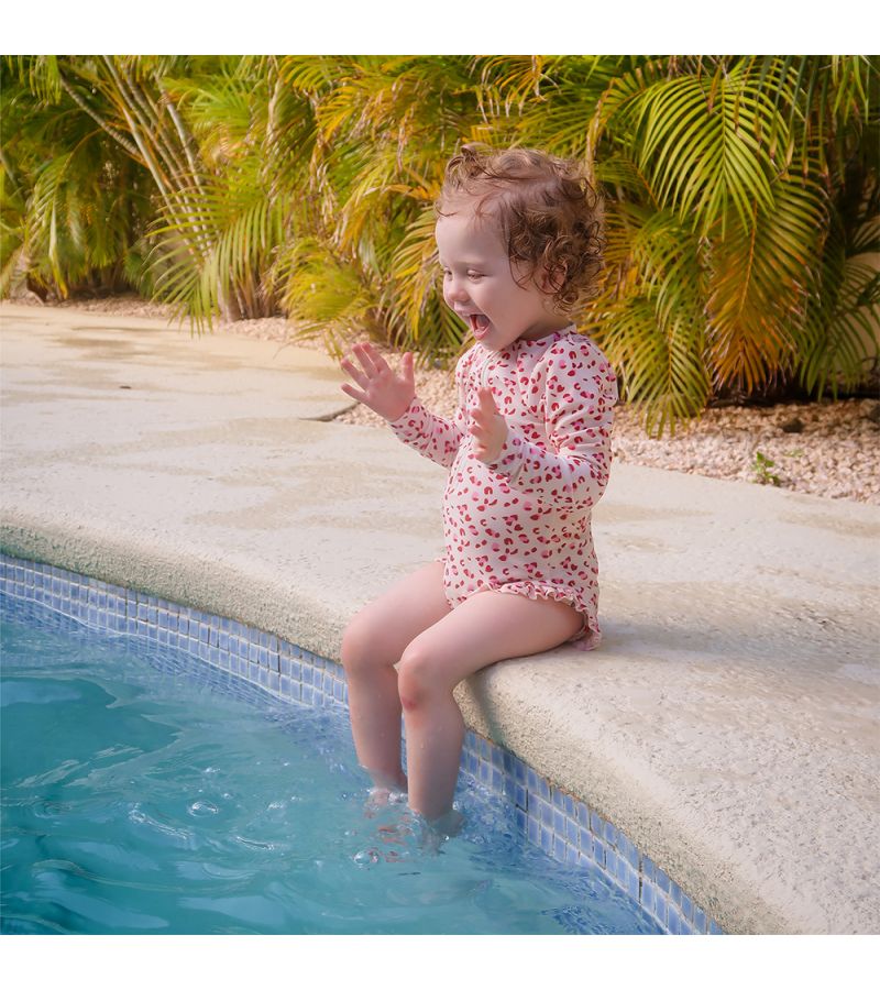 Ολόσωμο μαγιό με UV προστασία κ μακριά μανίκια SWIM ESSENTIALS Old Pink Leopard SWE-2020SE510