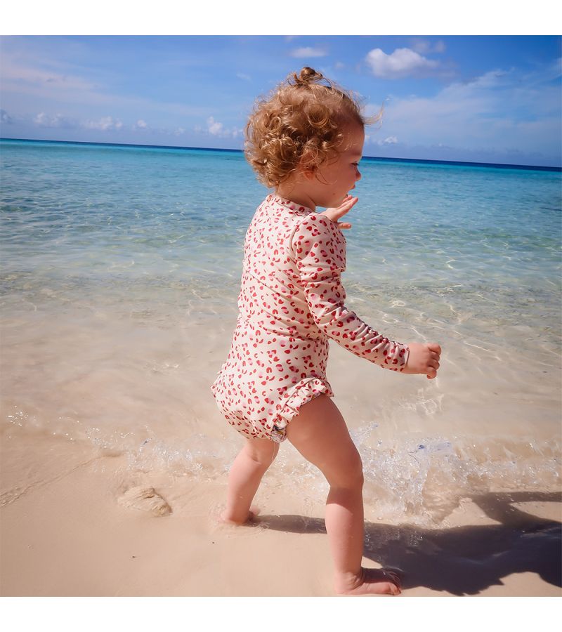 Ολόσωμο μαγιό με UV προστασία κ μακριά μανίκια SWIM ESSENTIALS Old Pink Leopard SWE-2020SE510