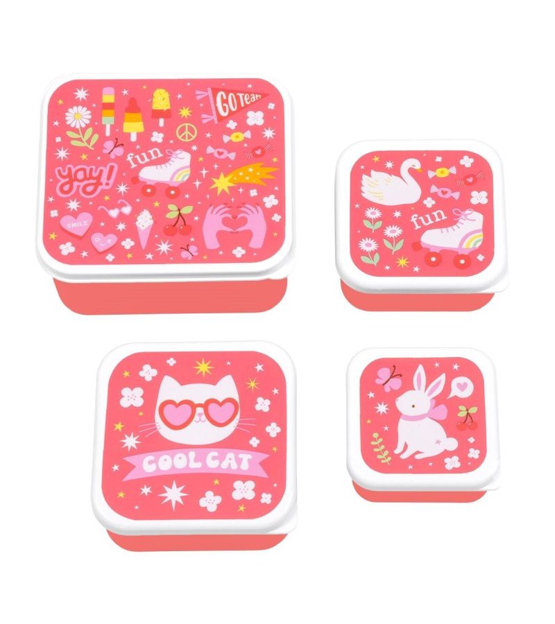 Σετ 4 δοχεία φαγητού Lunch & Snack Box Fun A LITTLE LOVELY COMPANY SBSEFU75